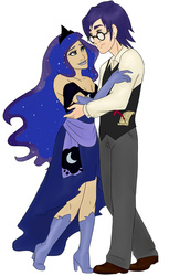 Size: 2429x3965 | Tagged: safe, artist:satohai, princess luna, oc, human, g4, humanized, light skin, simple background