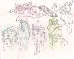 Size: 2745x2185 | Tagged: safe, artist:queensmate, applejack, fluttershy, pinkie pie, rainbow dash, rarity, twilight sparkle, alicorn, pony, g4, female, mane six, mare, traditional art, twilight sparkle (alicorn)