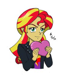 Size: 800x910 | Tagged: safe, artist:mayorlight, sunset shimmer, equestria girls, g4, female, hearts and hooves day, solo, valentine's day