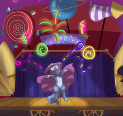 Size: 1280x1208 | Tagged: safe, artist:rppirate, trixie, cat, g4, catified, female, fireworks, solo, species swap, stage