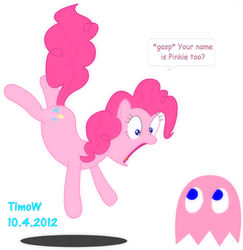 Size: 2412x2479 | Tagged: safe, artist:timow, pinkie pie, g4, crossover, funny, gasp, pac-man