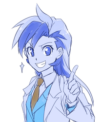 Size: 479x572 | Tagged: dead source, safe, artist:re_ghotion, minuette, human, g4, clothes, dentist, female, gloves, grin, humanized, lab coat, looking at you, necktie, pony coloring, rubber gloves, simple background, smiling, solo, sparkles, white background