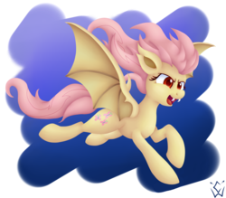 Size: 2700x2362 | Tagged: dead source, safe, artist:clickworks, fluttershy, bat pony, pony, bats!, g4, female, flutterbat, race swap, solo