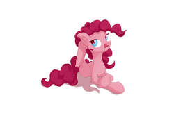 Size: 1500x1000 | Tagged: safe, artist:qweeli, pinkie pie, g4, behaving like a dog, ear, ear scratch, female, itchy, puppy pie, scratching, solo, tongue out
