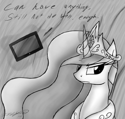 Size: 2100x2000 | Tagged: safe, artist:iflysna94, princess celestia, g4, female, monochrome, solo