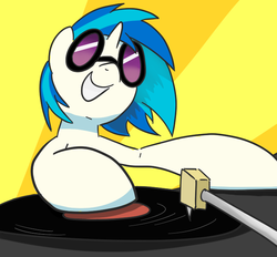 Size: 700x650 | Tagged: safe, artist:spicyhamsandwich, dj pon-3, vinyl scratch, g4, female, solo, turntable