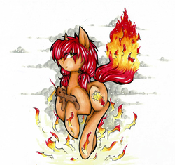 Size: 1294x1215 | Tagged: safe, artist:majkarogo, pony, annie hastur, fire, league of legends, ponified, solo