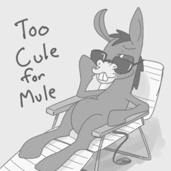 Size: 700x700 | Tagged: safe, artist:spicyhamsandwich, cletus, mule, g4, my little pony: friendship is magic, one bad apple, cool, monochrome, solo, sunglasses