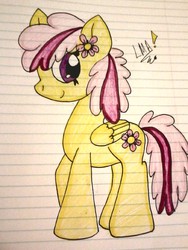 Size: 960x1280 | Tagged: safe, artist:littlemissaly, pegasus, pony, flower, parappa the rapper, ponified, rhythm game, solo, sunny funny