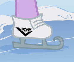 Size: 685x573 | Tagged: safe, edit, edited screencap, screencap, twilight sparkle, g4, winter wrap up, ambiguous gender, cropped, ice skates, pony logo, pony shoes, skates, solo, zapatillas pony