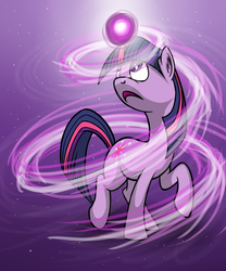 Size: 1000x1200 | Tagged: safe, artist:vistamage, twilight sparkle, g4, female, glowing horn, horn, looking at something, looking up, magic, raised hoof, solo