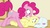 Size: 1818x1011 | Tagged: safe, screencap, fluttershy, pinkie pie, filli vanilli, g4, season 4, all new, boop, frown, hub logo, nose wrinkle, noseboop, on back, open mouth, pinkie prick, standing, text, towel, wide eyes, yelling
