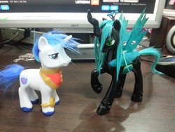 Size: 960x720 | Tagged: safe, artist:sos1995kk126, queen chrysalis, shining armor, g4, brushable, customized toy, irl, photo, toy