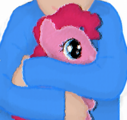 Size: 665x630 | Tagged: safe, artist:totallynotabronyfim, pinkie pie, human, g4, cover art, female, irl, photo, plushie, smiling