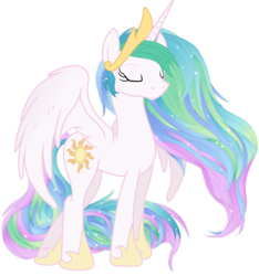 Size: 3000x3199 | Tagged: safe, artist:theshadowstone, princess celestia, alicorn, pony, g4, female, mare, messy mane, missing accessory, simple background, solo, transparent background