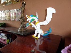 Size: 2048x1536 | Tagged: safe, artist:demonioblanco, princess celestia, dragon, g4, dragonlestia, fix, irl, mediocre, photo, sculpt, species swap, toy