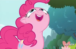 Size: 1108x712 | Tagged: safe, screencap, pinkie pie, earth pony, pony, filli vanilli, g4, season 4, all new, cropped, cute, diapinkes, faic, female, mare, open mouth, open smile, ponk, smiling, solo, text