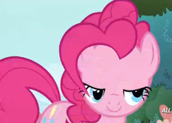 Size: 1007x721 | Tagged: safe, screencap, pinkie pie, earth pony, pony, filli vanilli, g4, season 4, all new, cropped, derp, female, mare, smiling, solo, text