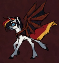 Size: 480x509 | Tagged: safe, artist:tracymod, oc, oc only, pony, unicorn, artificial wings, augmented, goggles, gryffindor, harry potter (series), mechanical wing, solo, wings