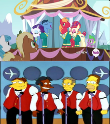 Size: 638x716 | Tagged: safe, screencap, big macintosh, rarity, spike, toe-tapper, torch song, earth pony, pony, filli vanilli, g4, b sharps, male, simpsons did it, stallion, the simpsons
