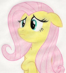 Size: 1811x1987 | Tagged: safe, artist:muffin mane, fluttershy, g4, magical mystery cure, my little pony: friendship is magic, female, floppy ears, portrait, solo, traditional art