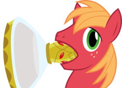 Size: 485x353 | Tagged: safe, big macintosh, earth pony, pony, filli vanilli, g4, my little pony: friendship is magic, big mac's big mouth, exploitable meme, flashback potion, male, meme, not milk, simple background, solo, stallion, transparent background