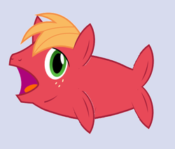 Size: 541x462 | Tagged: safe, artist:anonymous, big macintosh, fish, filli vanilli, g4, my little pony: friendship is magic, big mac's big mouth, big mackerel, exploitable meme, male, maybe salmon, meme, solo, species swap, wat