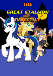 Size: 2222x3160 | Tagged: safe, braeburn, shining armor, g4, crossover, movie poster, poster, sakura kinomoto, the great mouse detective