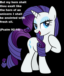 Size: 820x970 | Tagged: safe, artist:drawponies, rarity, pony, unicorn, g4, bible verse, black background, christianity, female, judaism, mare, psalm, religion, simple background, solo, text, verse