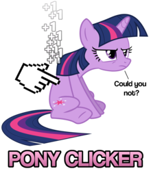 Size: 1024x1166 | Tagged: safe, twilight sparkle, pony, unicorn, g4, cookie clicker, cursor, female, grumpy twilight, hilarious in hindsight, mare, parody, pony clicker, simple background, solo, transparent background, unamused, unicorn twilight, vector