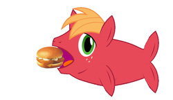 Size: 1732x1000 | Tagged: safe, big macintosh, filli vanilli, g4, my little pony: friendship is magic, big mac's big mouth, big mackerel, exploitable meme, filiet-o-fish, male, mcdonald's, meme, solo, species swap