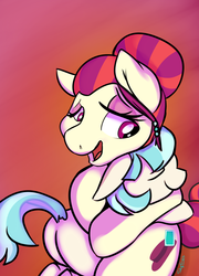 Size: 963x1334 | Tagged: safe, artist:skyfries, coco pommel, torch song, earth pony, pony, filli vanilli, g4, butt, cocobetes, cute, female, hair bun, happy, headcanon, hug, mare, mother and child, mother and daughter, plot
