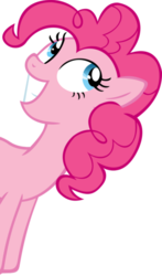 Size: 605x1032 | Tagged: safe, pinkie pie, earth pony, pony, g4, female, fourth wall, juxtaposition bait, mare, simple background, solo, transparent background