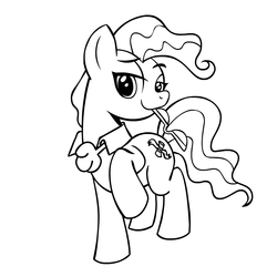 Size: 945x945 | Tagged: safe, artist:megasweet, mayor mare, earth pony, pony, g4, black and white, female, grayscale, lineart, mare, monochrome, mouth hold, raised hoof, simple background, solo, white background