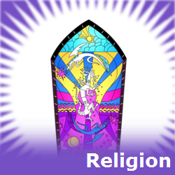 Size: 250x250 | Tagged: safe, discord, princess celestia, princess luna, g4, meta, religion, spoilered image joke, stained glass