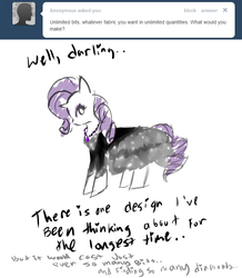 Size: 680x780 | Tagged: safe, artist:moonblizzard, rarity, g4, ask, clothes, dress, female, rarity answers, solo, tumblr