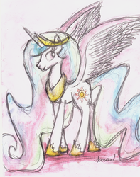 Size: 2272x2878 | Tagged: safe, artist:crestfallencelestia, princess celestia, g4, female, solo, traditional art