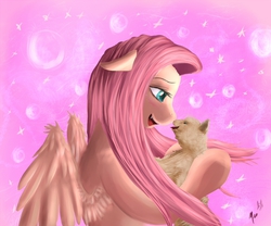 Size: 1000x833 | Tagged: safe, artist:miokomata, fluttershy, cat, g4, fangs, female, solo