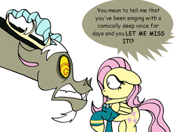 Size: 800x600 | Tagged: safe, artist:turkleson, discord, fluttershy, filli vanilli, g4, discord-trolls, flutterguy