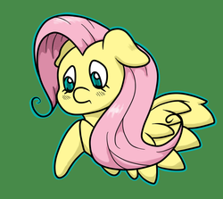 Size: 775x691 | Tagged: safe, artist:thepiplup, fluttershy, pegasus, pony, g4, bust, female, floppy ears, green background, hooves together, simple background, solo