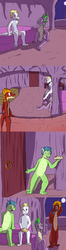 Size: 1280x4864 | Tagged: safe, artist:fuzebox, spike, oc, oc:barius, oc:mangle, oc:snort, dragon, g4, bed, bedroom, comic, male, pie, sitting, spike's journey, teenaged dragon, tumblr