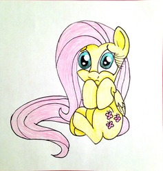 Size: 1214x1280 | Tagged: safe, artist:wedonotspeakoftom, fluttershy, g4, female, solo, traditional art