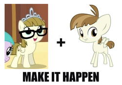 Size: 500x350 | Tagged: safe, featherweight, zippoorwhill, pegasus, pony, g4, colt, exploitable meme, female, filly, foal, folded wings, make it happen, male, meme, ship:zippoorweight, shipping, straight, wings