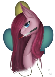 Size: 1800x2530 | Tagged: safe, artist:lairai, pinkie pie, pony, g4, blood, bust, female, knife, mare, mouth hold, pinkamena diane pie, solo