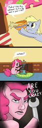 Size: 800x2400 | Tagged: safe, artist:spicyhamsandwich, derpy hooves, pinkie pie, pegasus, pony, g4, comic, female, jojoke, kitchen sink, mare, oatmeal, oatmeal are you crazy, sink, wrench