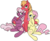 Size: 1842x1500 | Tagged: safe, artist:silfoe, big macintosh, cheerilee, fluttershy, earth pony, pony, g4, bedroom eyes, big macintosh gets all the mares, bigamy, cheerimacshy, female, floppy ears, grin, harem, hug, implied threesome, looking at you, male, mare, ot3, polygamy, ship:cheerimac, ship:fluttermac, shipping, simple background, sitting, smiling, smirk, smug, stallion, straight, swag, transparent background