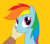 Size: 545x477 | Tagged: safe, artist:hyolark, rainbow dash, human, pegasus, pony, g4, blushing, embarrassed, hand, human on pony petting, ms paint, petting