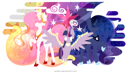 Size: 1600x900 | Tagged: safe, artist:evehly, princess celestia, princess luna, twilight sparkle, alicorn, pony, g4, female, mare, twilight sparkle (alicorn), wallpaper