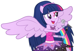 Size: 2611x1764 | Tagged: safe, artist:negasun, twilight sparkle, equestria girls, g4, my little pony equestria girls: rainbow rocks, female, microphone, ponied up, rainbow rocks outfit, simple background, solo, transparent background, vector