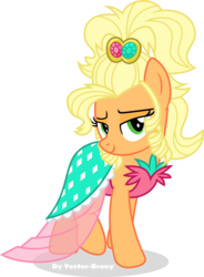 Size: 2724x3710 | Tagged: safe, artist:vector-brony, applejack, g4, simple ways, alternate hairstyle, applejewel, bedroom eyes, clothes, dress, female, looking at you, simple background, solo, transparent background, vector